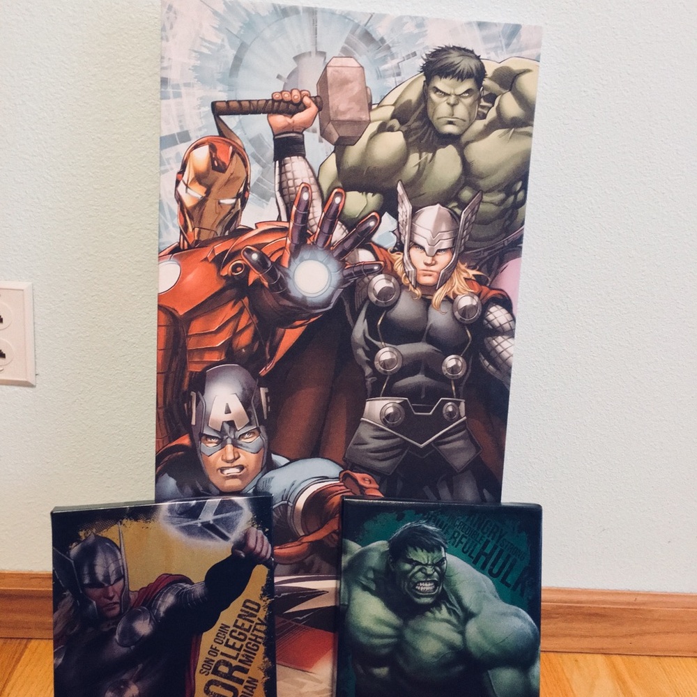 Kids avengers paintings.